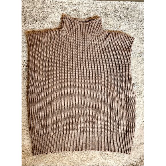 En Saison Karalie Knit Sweater Vest Pullover, Tan- Brown  Sz M - Picture 7 of 7